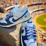 [Custom New York Yankees] Dunk Skateboarding Shoes Unisex Low-top Blue/White - Image 4