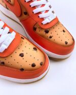 [Custom Chocolate Chip Cookie] Air Force 1 Unisex Skateboarding Shoes Red/Brown - Image 3