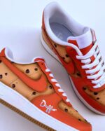 [Custom Chocolate Chip Cookie] Air Force 1 Unisex Skateboarding Shoes Red/Brown - Image 4