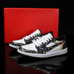 [Custom Black Gold Dragon Pattern Embroidery] Air Jordan Low - Top Skateboarding Shoes Unisex - Image 4
