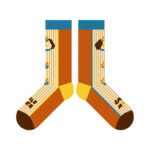 Puppy Diary - Spring & Summer New Cartoon Illustration Vintage Checkered Star Mid-Calf Socks (Cotton, Women's, 5 Pairs, Size 35-42) - Image 5