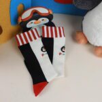 Penguin Kingdom – Spring & Fall New Striped Home Cute Cartoon Cotton Mid-Calf Socks (Unisex,4 Pairs, Size 35-42) - Image 18