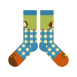 Puppy Diary - Spring & Summer New Cartoon Illustration Vintage Checkered Star Mid-Calf Socks (Cotton, Women's, 5 Pairs, Size 35-42) - Image 3