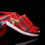 [Custom Red and White - Embroidered Style] Air Jordan Low - Top Skateboarding Shoes Unisex - Image 2