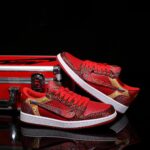 [Custom Red and White - Embroidered Style] Air Jordan Low - Top Skateboarding Shoes Unisex - Image 4