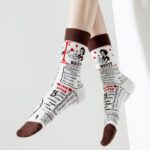 Vintage Pictorial - Mid Cotton Socks Women Non-Slip Sports Fashion 5 Pairs - Image 3