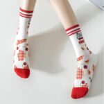 Vintage Pictorial - Mid Cotton Socks Women Non-Slip Sports Fashion 5 Pairs - Image 9