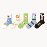 Cotton Socks Women Spring Middle Tube Socks Cute Cartoon Spring And Autumn Ladies Long Socks 5 Pairs( Size 35-42) - Image 2