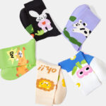 Cotton Socks Women Spring Middle Tube Socks Cute Cartoon Spring And Autumn Ladies Long Socks 5 Pairs( Size 35-42) - Image 4