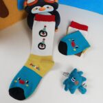 Penguin Kingdom – Spring & Fall New Striped Home Cute Cartoon Cotton Mid-Calf Socks (Unisex,4 Pairs, Size 35-42) - Image 16