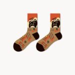 Vintage Pictorial - Mid Cotton Socks Women Non-Slip Sports Fashion 5 Pairs - Image 12