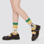 Puppy Diary - Spring & Summer New Cartoon Illustration Vintage Checkered Star Mid-Calf Socks (Cotton, Women's, 5 Pairs, Size 35-42) - Image 10
