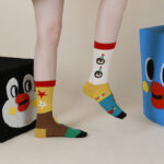 Penguin Kingdom – Spring & Fall New Striped Home Cute Cartoon Cotton Mid-Calf Socks (Unisex,4 Pairs, Size 35-42) - Image 8