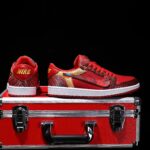 [Custom Red and White - Embroidered Style] Air Jordan Low - Top Skateboarding Shoes Unisex - Image 9