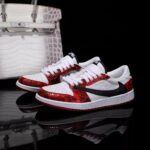 [Custom Red and White - Python Pattern] Air Jordan 1 Chicago Low - Top Skateboarding Shoes Unisex - Image 3