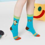 Puppy Diary - Spring & Summer New Cartoon Illustration Vintage Checkered Star Mid-Calf Socks (Cotton, Women's, 5 Pairs, Size 35-42) - Image 7