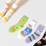 Cotton Socks Women Spring Middle Tube Socks Cute Cartoon Spring And Autumn Ladies Long Socks 5 Pairs( Size 35-42) - Image 8