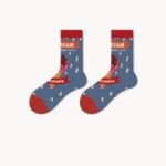 Vintage Pictorial - Mid Cotton Socks Women Non-Slip Sports Fashion 5 Pairs - Image 13