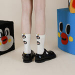 Penguin Kingdom – Spring & Fall New Striped Home Cute Cartoon Cotton Mid-Calf Socks (Unisex,4 Pairs, Size 35-42) - Image 12