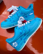 [Customized Stitch] Air Force 1 Low-top Shoes Hand-drawn Unisex Blue - Image 2