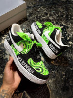 [Custom YB MASA] Air Force 1 Low - Top Unisex Skateboarding Shoes Black/Green - Image 4