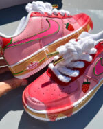[Customized Strawberry Shortcake] Air Force 1 Shoes Unisex Hand Painted Pink - Image 2