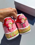 [Customized Strawberry Shortcake] Air Force 1 Shoes Unisex Hand Painted Pink - Image 4