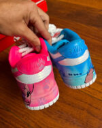 [Customized Stitch & Angel] Air Force 1 Shoes Unisex Hand Painted Pink and Blue - Image 3