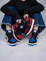 [Custom Blue and white, blue and black, red and black - Full Diamond] Air Jordan 1 High - Top Skateboarding Shoes Unisex - Image 3