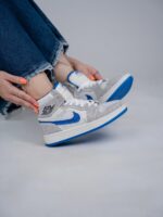 [Custom Blue and white, blue and black, red and black - Full Diamond] Air Jordan 1 High - Top Skateboarding Shoes Unisex - Image 5