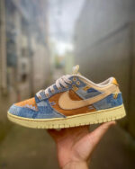 [Customized Denim Patchwork] Dunk Low-top Shoes Unisex Denim Style Blue/Brown - Image 2