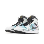 [Custom Cyber Cotton Candy] Jordan Air Jordan 1 Mid Unisex Skateboarding Shoes - Image 5