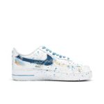 [Customized Daisy Graffiti] Air Force 1 Shoes Unisex White/Blue - Image 3