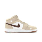 [Custom Warm Winter - Bear Cub Footprints] Jordan Air Jordan 1 High Top Female Skateboarding Shoes Khaki Color - Image 3