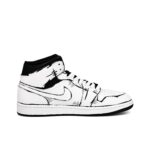 [Custom Line Joker] Jordan Air Jordan 1 High Top Unisex Skateboarding Shoes White/Black - Image 4