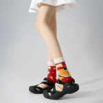Cute Era - Oil Painting Trend Cartoon Design Sense Boneless Mid-Calf Socks Men And Women Alike 5 Pairs - Image 8