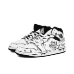 [Custom Line Joker] Jordan Air Jordan 1 High Top Unisex Skateboarding Shoes White/Black - Image 3