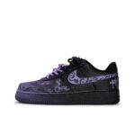 [Custom Graffiti Hand-Painted Floral Pattern Black Tiffany] Air Force 1 Skateboarding Shoes Unisex - Image 9