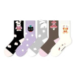 Cute Cartoon Moisture Transferring & Sweat Transferring Comfortable & Breathable Mid Calf Socks 5 Pairs - Image 2