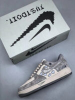 [Custom Grey Distressed Style] Air Force 1 Skateboarding Shoes Unisex Low-top - Image 4