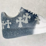 [Custom Reflective Cross] Air Force 1 Skateboarding Shoes Unisex Gray - Image 2