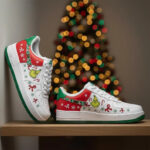 [Customized Grinch Christmas Tree] Air Force 1 Low-top Shoes Unisex Hand-Painted Sneakers - Image 2