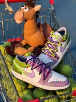 [Custom Toy Story Buzz Lightyear Coloration] Air Jordan 1 Unisex Skateboard Shoes - Image 3