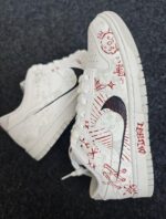 [Custom Eternal silent words]  Dunk Skateboarding Shoes Men Low-top Grey / Red - Image 7