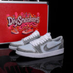 [Custom Silver - White Full Diamond] Air Jordan Low - Top Skateboarding Shoes Unisex - Image 4