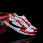 [Custom Red and White - Backwards Swoosh Cowhide Leather] Air Jordan Low - Top Skateboarding Shoes Unisex - Image 2