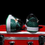 [Custom Green and White - Python Pattern] Air Jordan Low - Top Skateboarding Shoes Unisex - Image 3