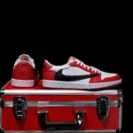 [Custom Red and White - Backwards Swoosh Cowhide Leather] Air Jordan Low - Top Skateboarding Shoes Unisex - Image 4