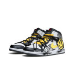 [Custom Black and White Graffiti Smiley Face] Air Jordan 1 High Top Unisex Skateboarding Shoes - Image 2