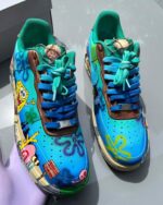 [Customized SpongeBob SquarePants/Bikini Bottom] Air Force 1 Shoes Unisex Blue/Hand-painted - Image 3